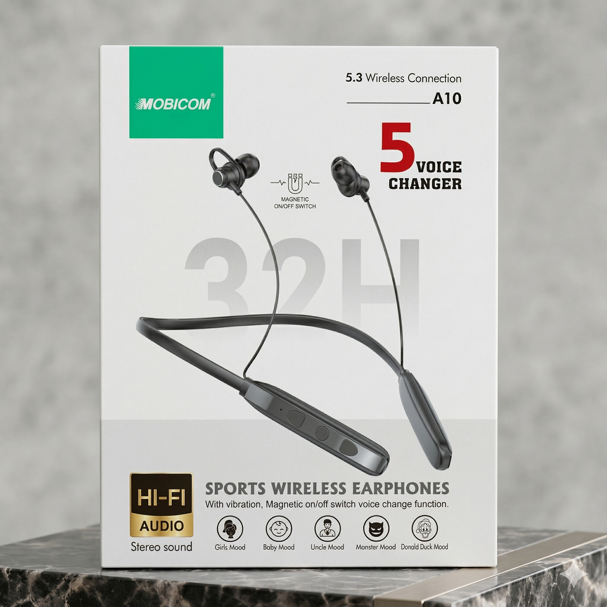 Mobicom A15 Bluetooth Neckband Headset with Voice Changer