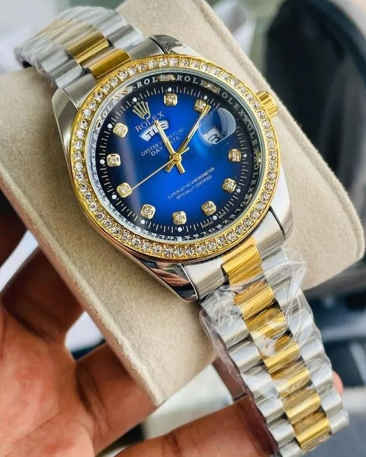 ROLEX Premium Stone Blue Watch